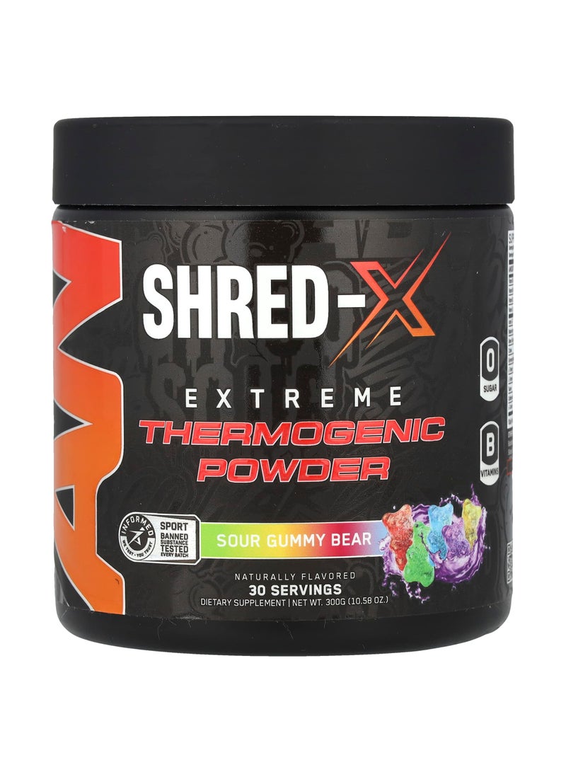 Shred-X, Extreme Thermogenic Powder, Sour Gummy Bear, 10.58 oz (300 g)